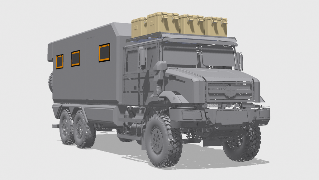 ROCKTANK full carbon fiber camper box front three quarter render