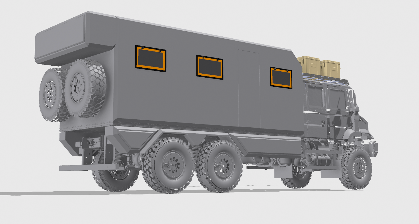 ROCKTANK full carbon fiber camper box expedition body side render